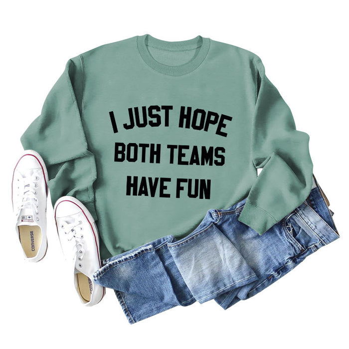 Light green sweater (black font) / S