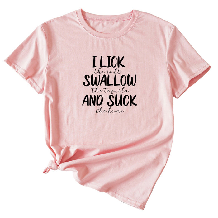 Pink (black font) / S