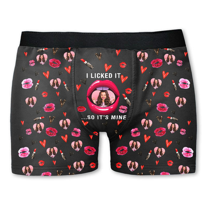 I Licked It So It's Mine - Personalized Photo Men's Boxer Briefs - Valentine's Day Gift For Boyfriend, Husband
