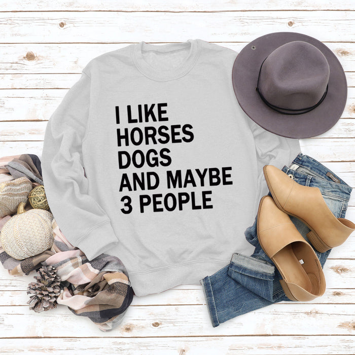 I LIKE HORSES Round Neck Letter Tops Female Long-sleeved Loose Printed Sweatshirt