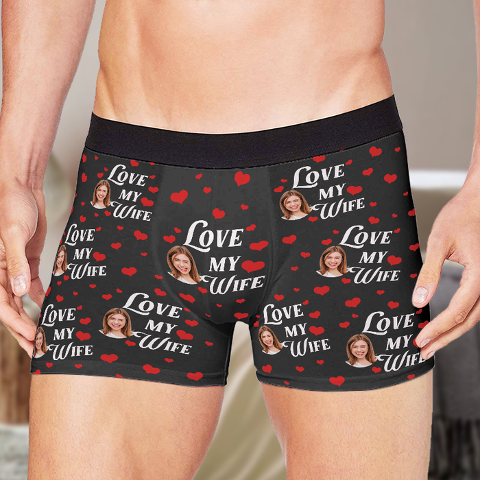 I Love My Wife - Personalized Customized Man's Boxer Briefs - Gift For Husband Boyfriend - Valentines Day Gift