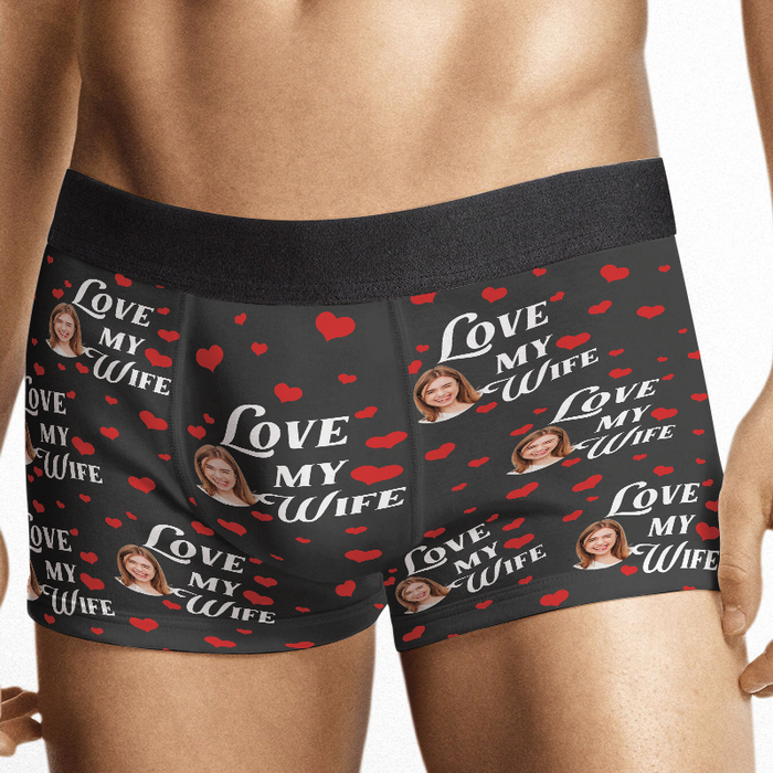 I Love My Wife - Personalized Customized Man's Boxer Briefs - Gift For Husband Boyfriend - Valentines Day Gift