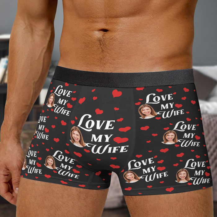 I Love My Wife - Personalized Customized Man's Boxer Briefs - Gift For Husband Boyfriend - Valentines Day Gift