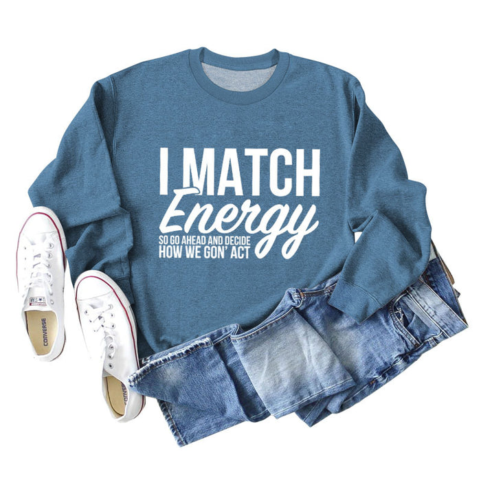 Blue sweater (white font) / S