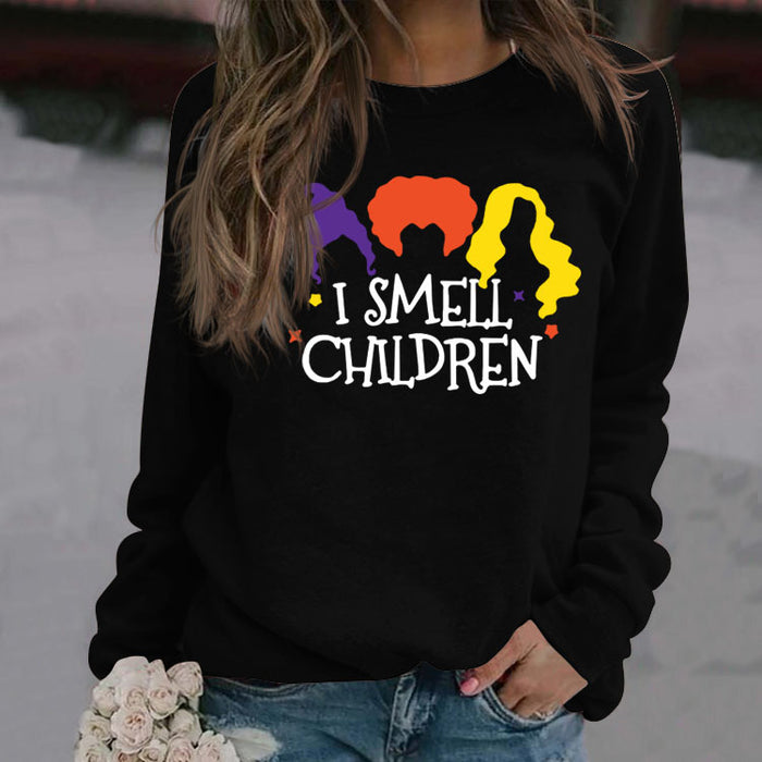 I SMELL CHILDREN Letter Printing Autumn and Winter Ladies Long Sleeve Round Neck Sweater
