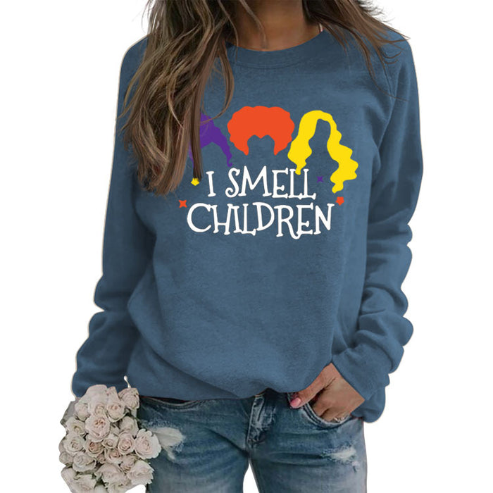 I SMELL CHILDREN Letter Printing Autumn and Winter Ladies Long Sleeve Round Neck Sweater