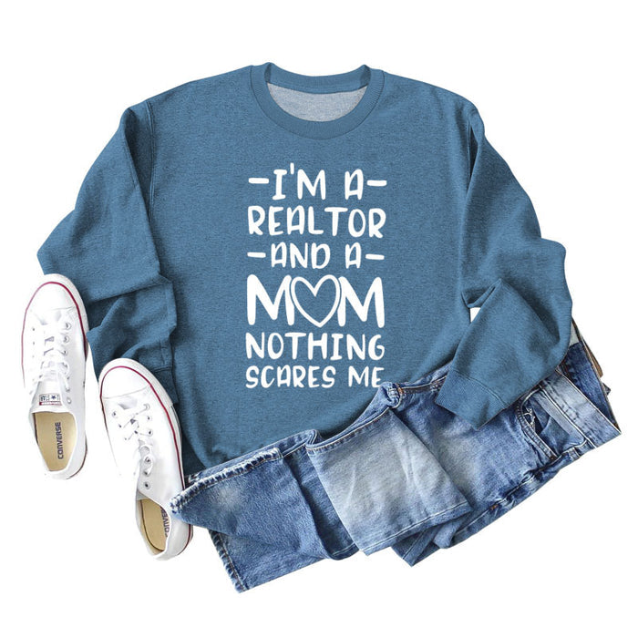 Blue sweater (white font) / S