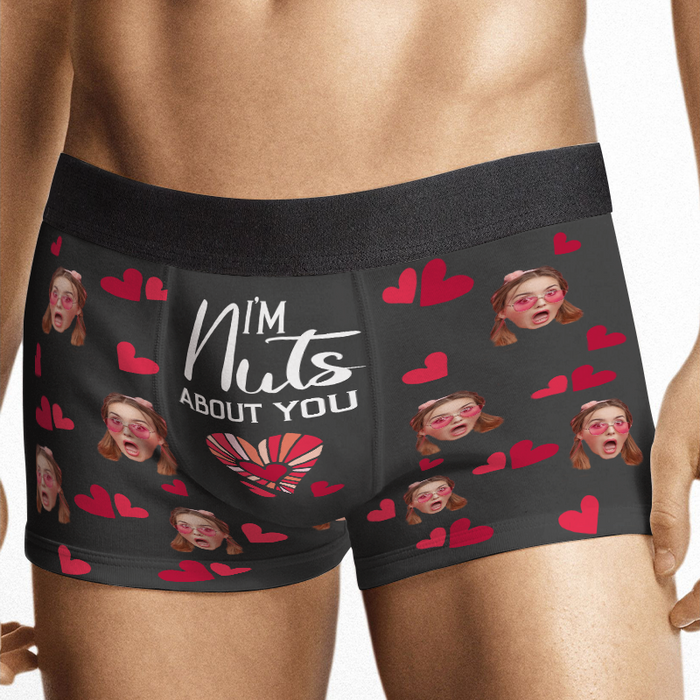 I'm Nuts About You - Personalized Photo Men's Boxer Briefs - Valentine's Day Gift For Boyfriend, Husband