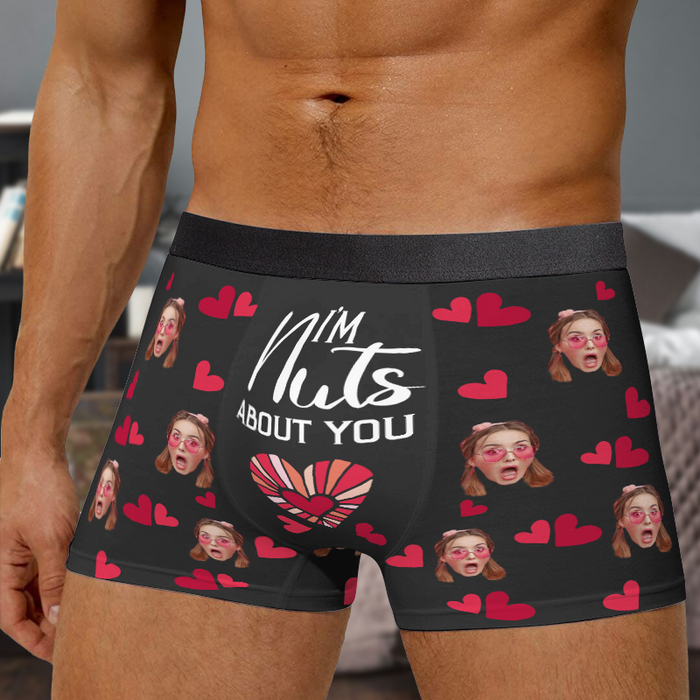 I'm Nuts About You - Personalized Photo Men's Boxer Briefs - Valentine's Day Gift For Boyfriend, Husband
