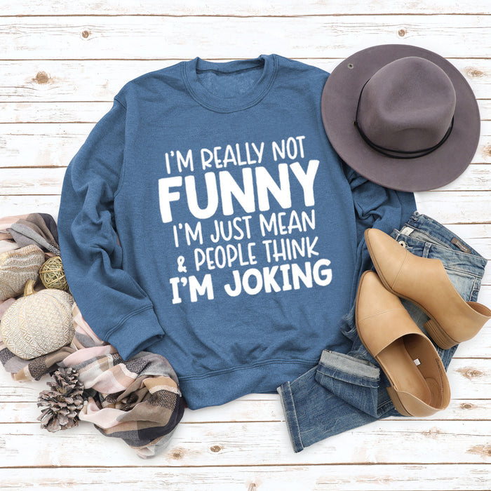 Blue sweater (white font) / S