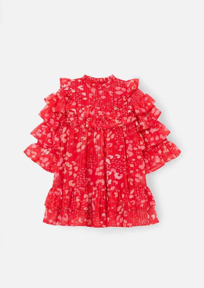 Imogen Red Frill Print Dress