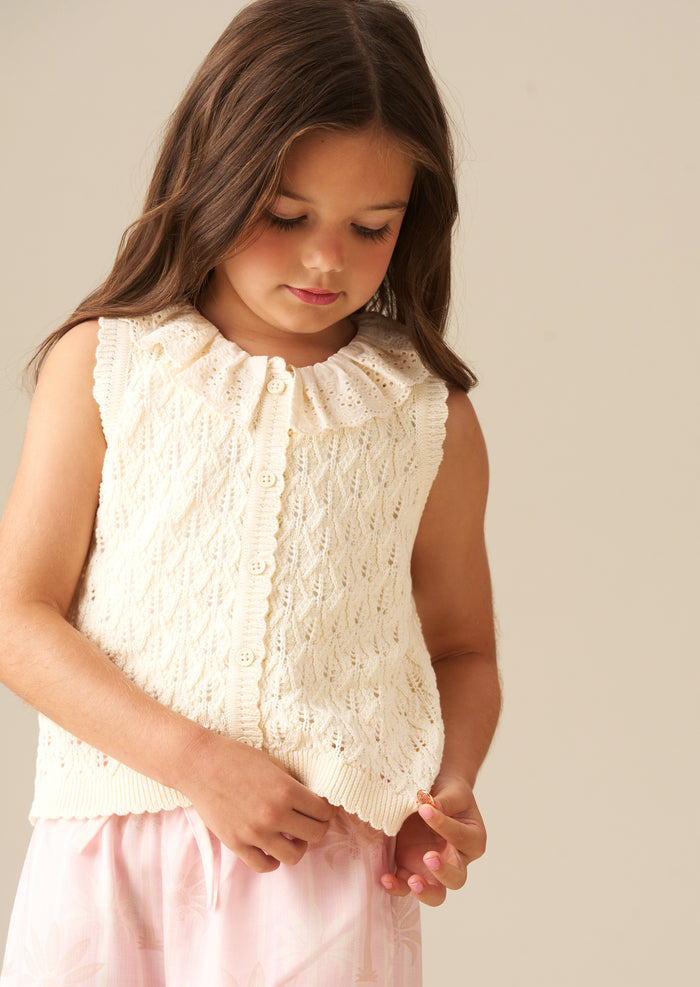 Indie Lace Collar Crochet Knit Cardi
