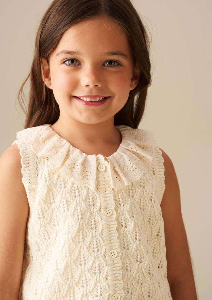 Indie Lace Collar Crochet Knit Cardi