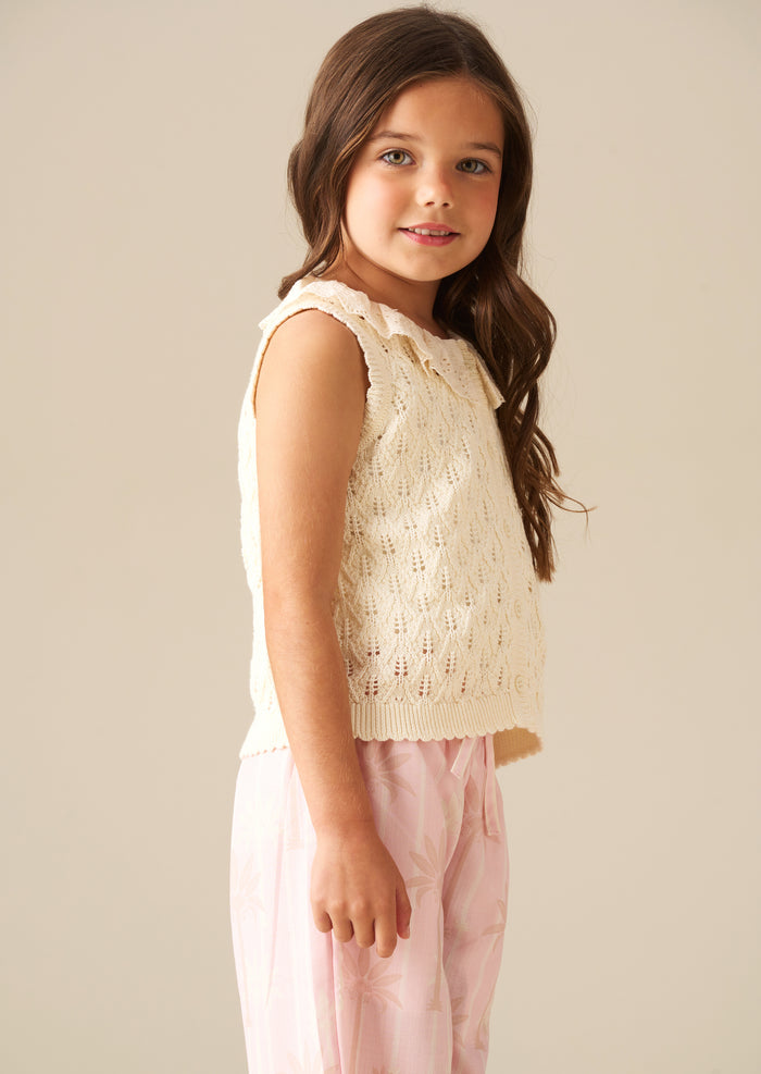 Indie Lace Collar Crochet Knit Cardi