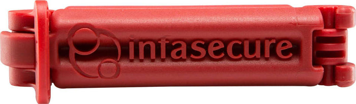 Red plastic connector on Infasecure SafeGrip Belt Clamp, a versatile accessory clip for Toshi baby romper