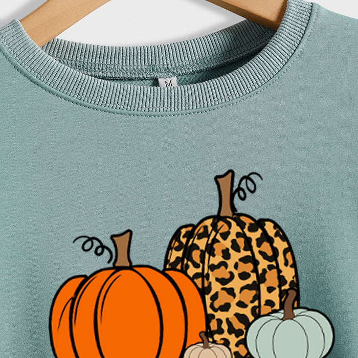 It's Fall Y'all Leopard Print Letter Print Round Neck Loose Fashion Long Sleeve Sweater