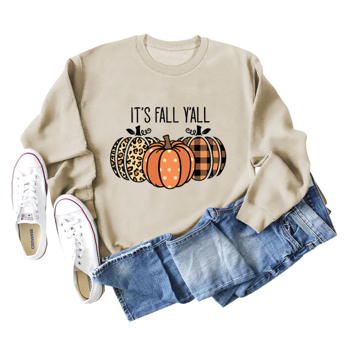 It's Fall Y'All Loose Round Neck Long Sleeved Women In Autumn