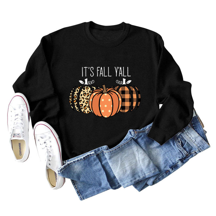 It's Fall Y'All Loose Round Neck Long Sleeved Women In Autumn
