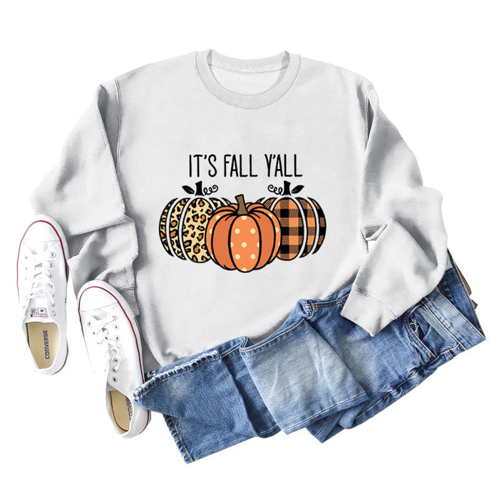 It's Fall Y'All Loose Round Neck Long Sleeved Women In Autumn