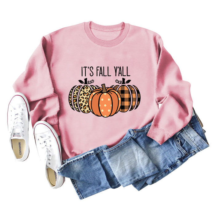 It's Fall Y'All Loose Round Neck Long Sleeved Women In Autumn