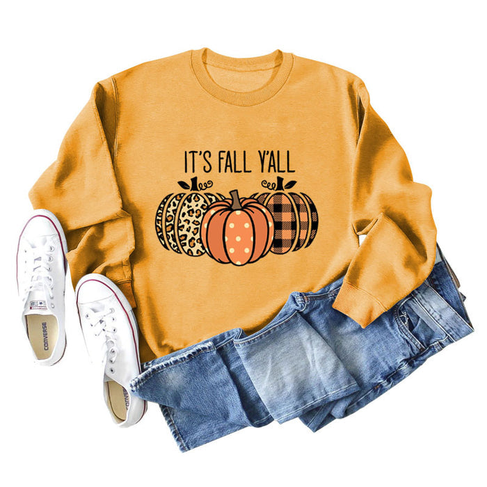 It's Fall Y'All Loose Round Neck Long Sleeved Women In Autumn