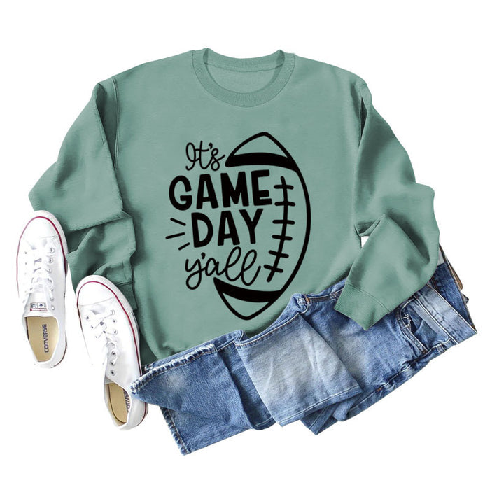 Light green sweater (black font) / S