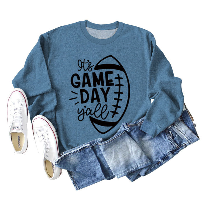 Blue sweater (black font) / S