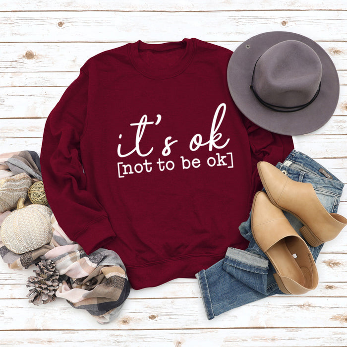 Wine red sweater (white font) / S
