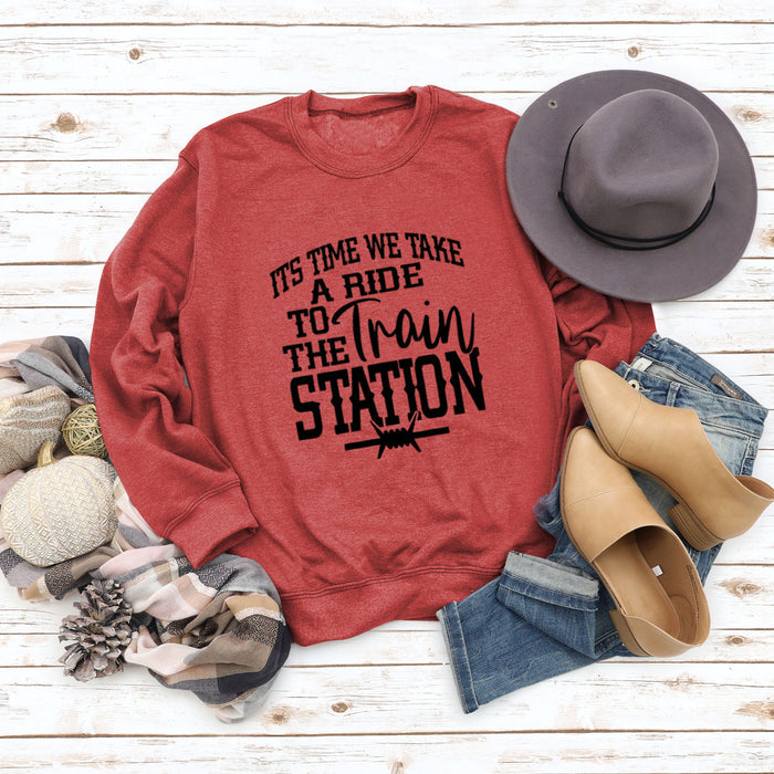 Red sweater (black font) / S