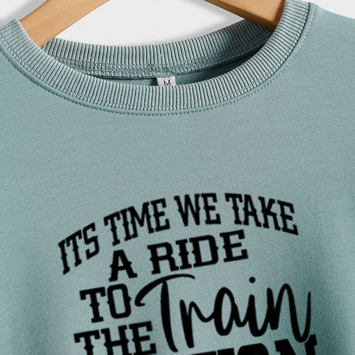 ITS TIME WE TAKE Letters Autumn and Winter Round Neck Fashion Tops Long-sleeved Sweater Women