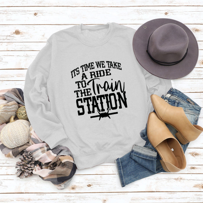ITS TIME WE TAKE Letters Autumn and Winter Round Neck Fashion Tops Long-sleeved Sweater Women