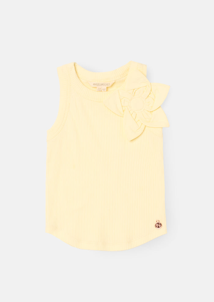 Jess Yellow Flower Corsage Vest Top