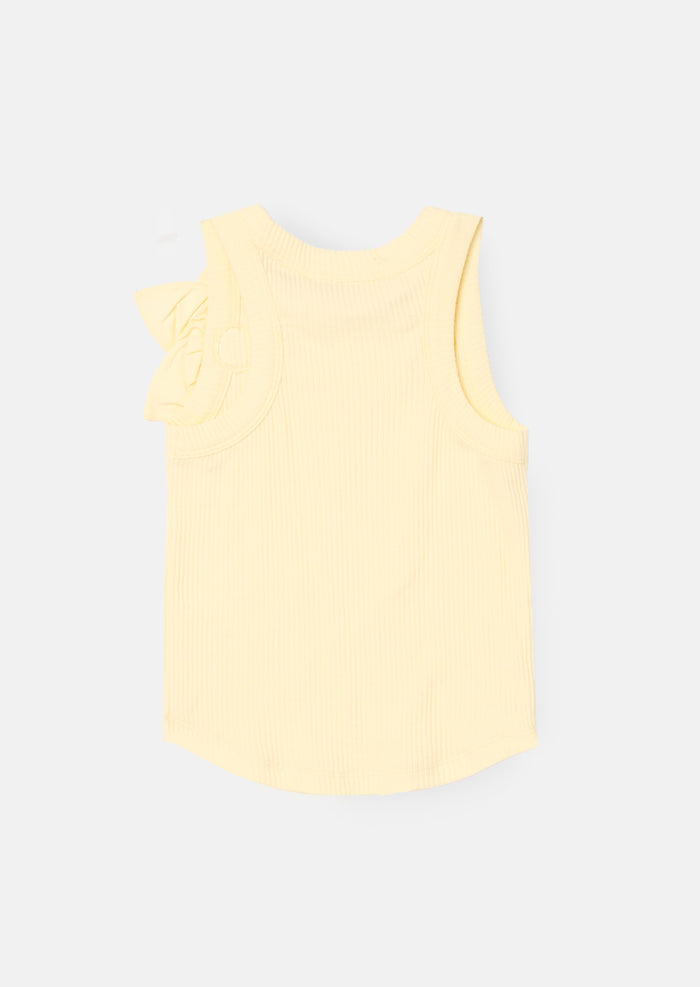 Jess Yellow Flower Corsage Vest Top