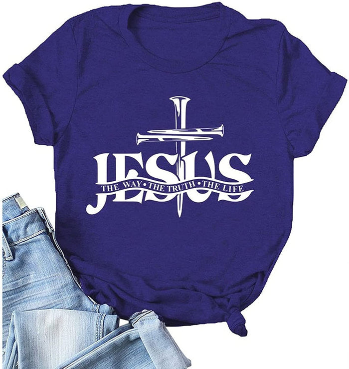 Jesus Shirt for Women Jesus The Way The Truth Christian Gift Graphic T-Shirt
