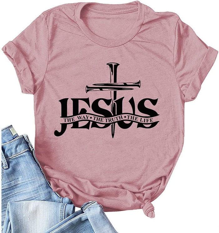 Jesus Shirt for Women Jesus The Way The Truth Christian Gift Graphic T-Shirt