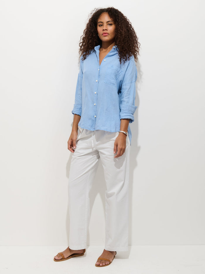 Jo Shirt in Linen - Bel Air Blue