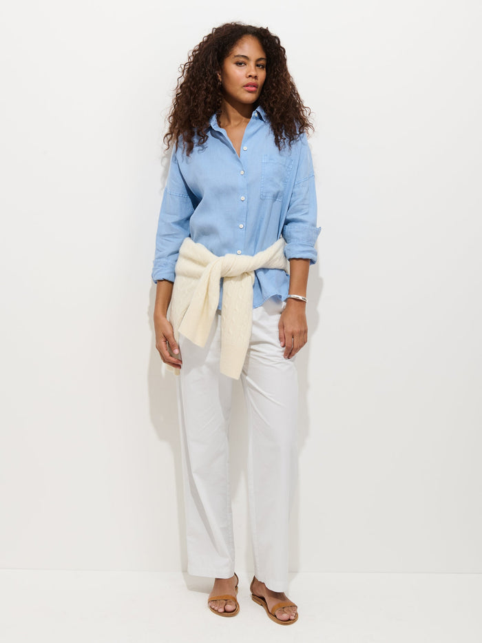 Jo Shirt in Linen - Bel Air Blue