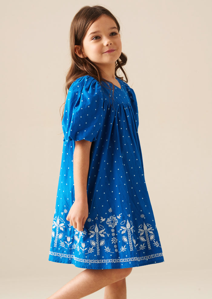 Josie Palm Embroidered Swing Dress