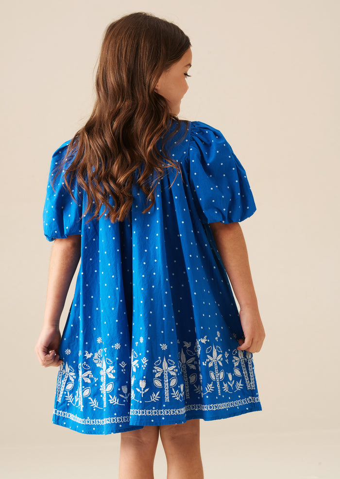 Josie Palm Embroidered Swing Dress
