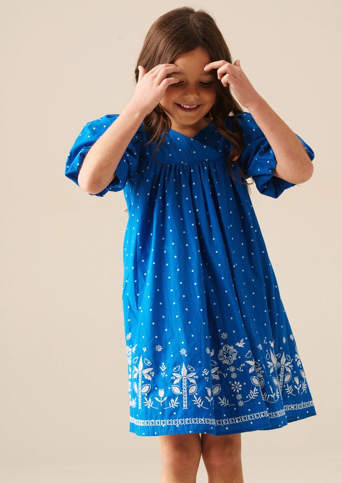 Josie Palm Embroidered Swing Dress