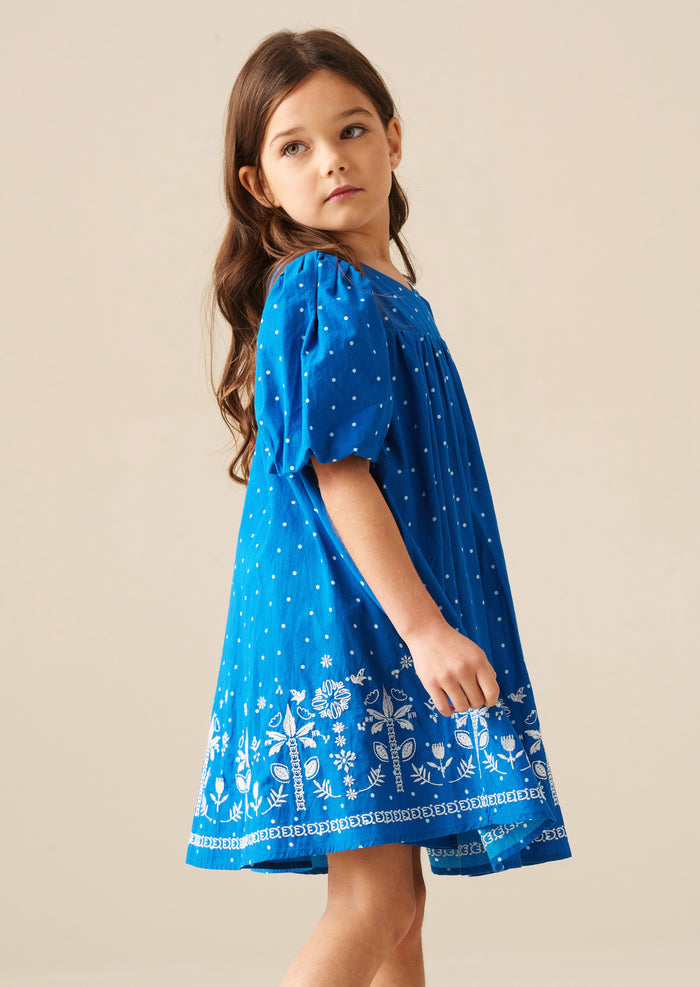 Josie Palm Embroidered Swing Dress