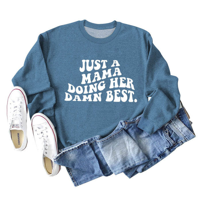 Blue sweater (white font) / S