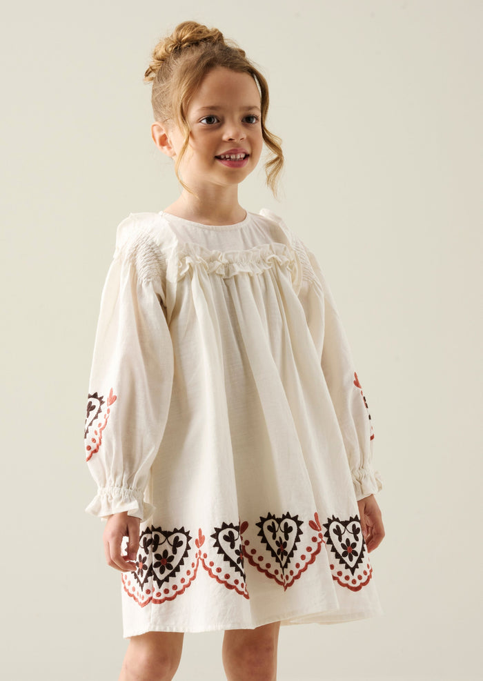 Kaila Embroidered Ruffle Yoke Dress