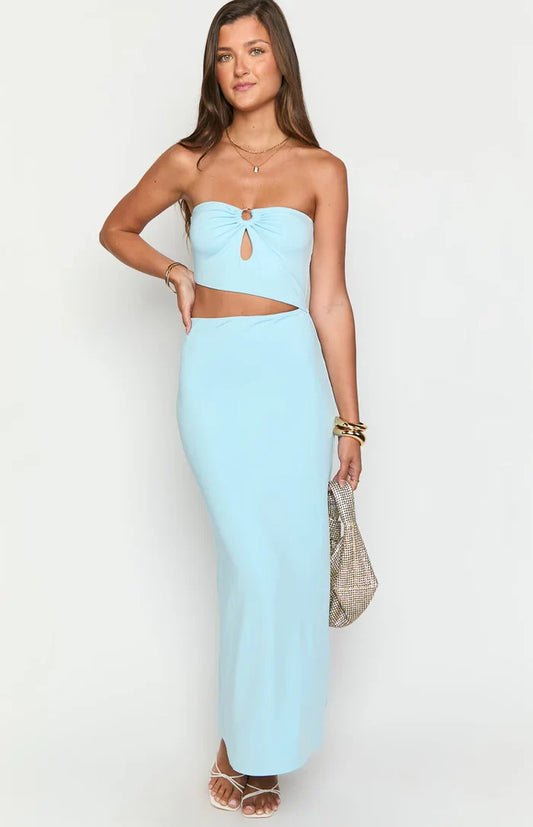 Kain Blue Strapless Maxi Dress