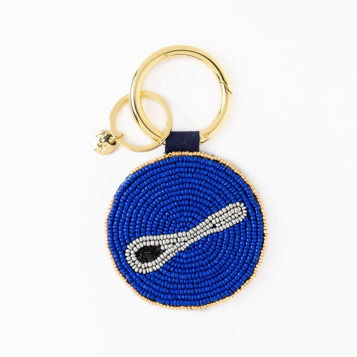 Kelsey Caviar Seed Bead Bag Charm Key Ring Gold Bag Charm