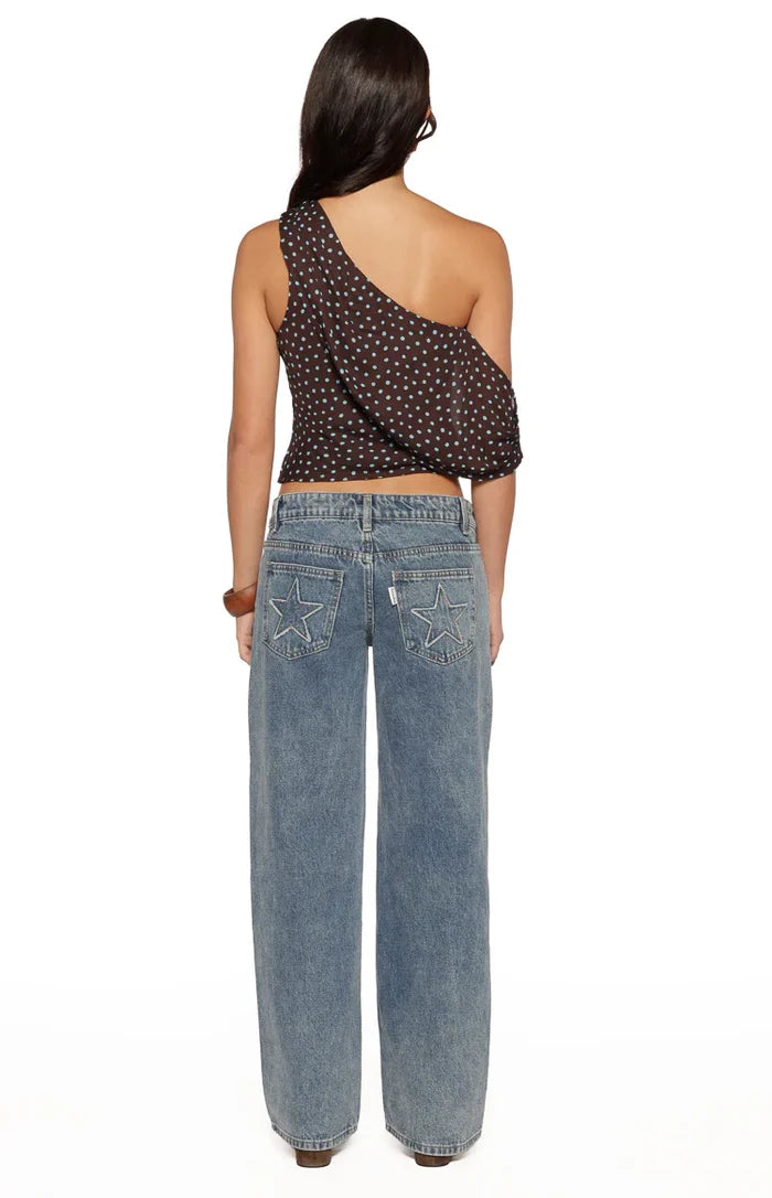 Khamie Brown Polka Dot Off Shoulder Top