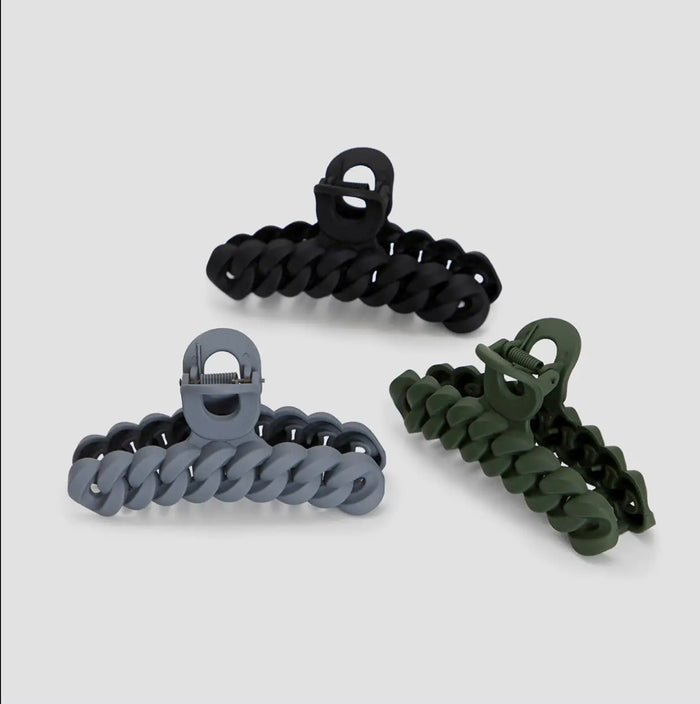 KITSCH ECO FRIENDLY CHAIN CLAW CLIP 3PC-BLK-MOSS