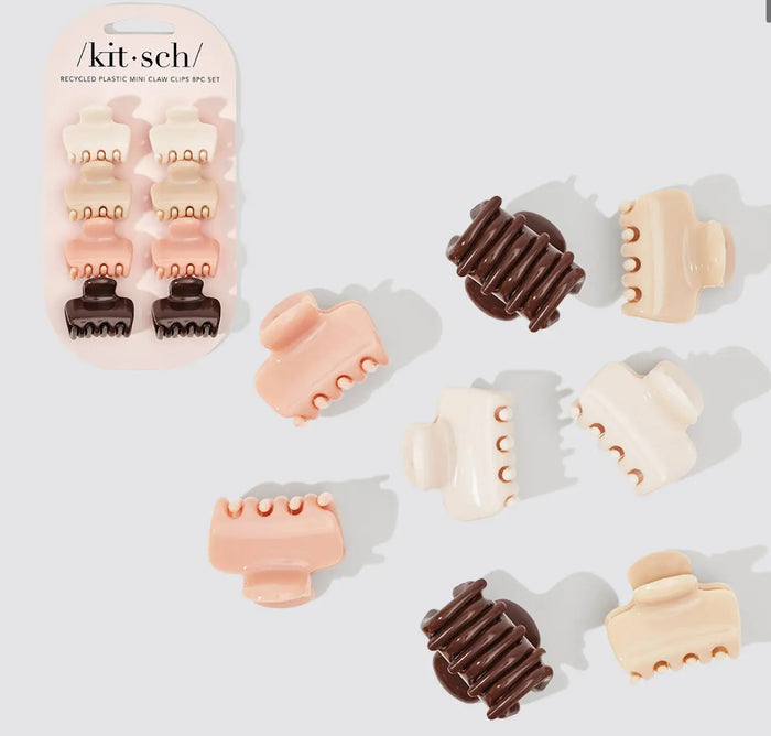 KITSCH Recycled Plastic Mini Cloud Claw Clips 8pc Set