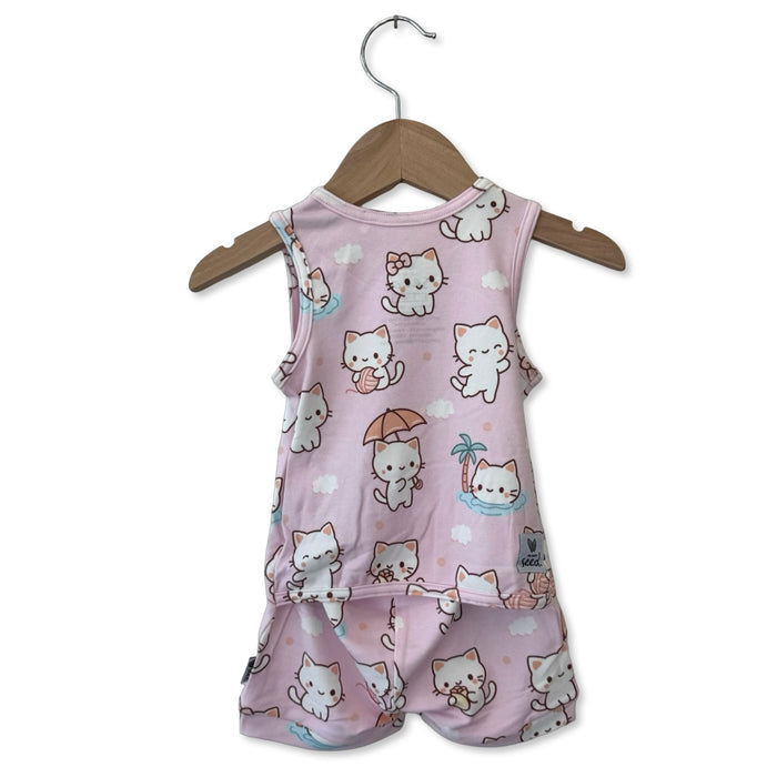 Kitty Daydream Kid's Sleeveless Shorty Romper Luxe Edition | Cotton Bamboo Blend