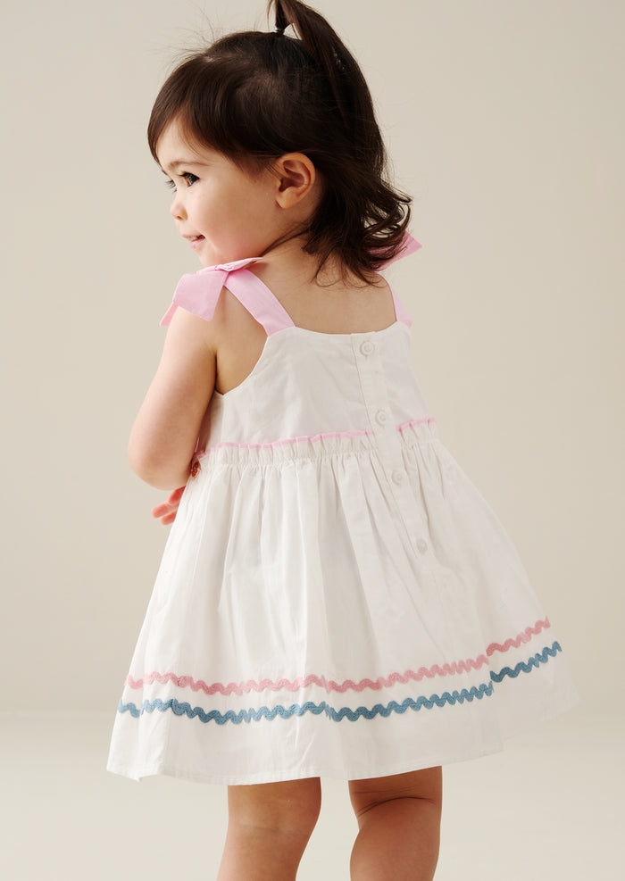 Kyra Ric Rac Trim Frill Dress & Bloomer